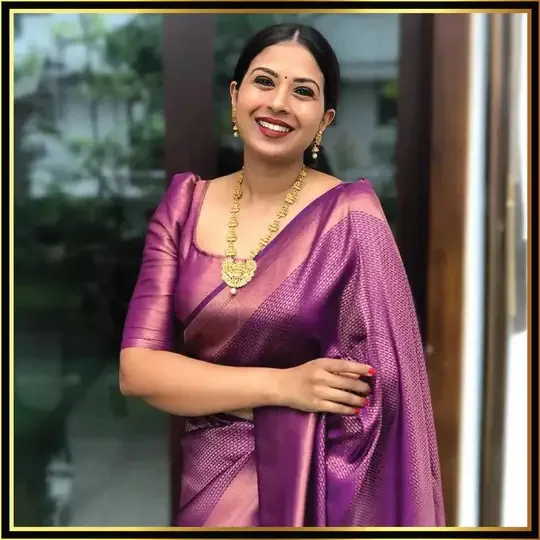 kanjivaram purple Silk saree