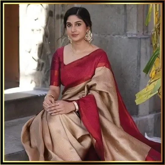 new-banarasi Marron Banaraasi Saree